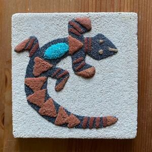 Vintage Navajo Sand Painting of Lizard